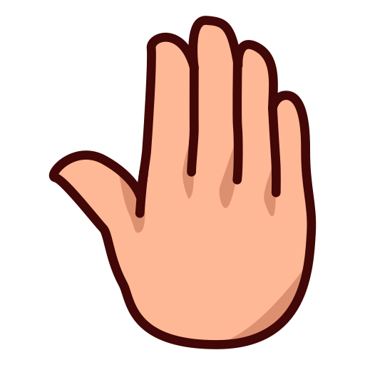 raised back of hand: medium-light skin tone as rendered by emojidex