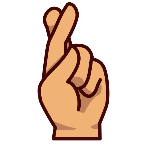 crossed fingers: medium skin tone as rendered by emojidex