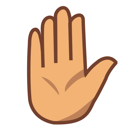 raised hand: medium skin tone as rendered by emojidex