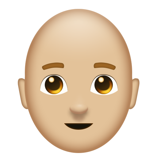 Man: Medium-Light Skin Tone, Bald, the design in this release