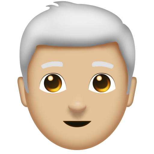 Man: Medium-Light Skin Tone, White Hair, the design in this release