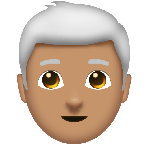 Man: Medium Skin Tone, White Hair, the design in this release