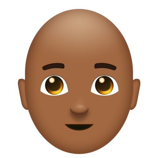 Man: Medium-Dark Skin Tone, Bald, the design in this release