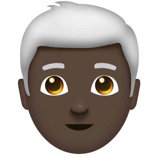 Man: Dark Skin Tone, White Hair, the design in this release