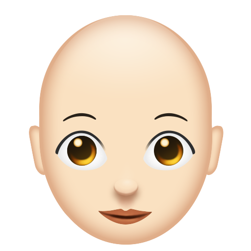 Woman: Light Skin Tone, Bald, the design in this release