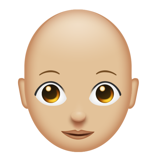 Woman: Medium-Light Skin Tone, Bald, the design in this release