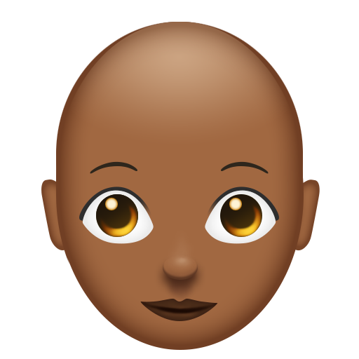 Woman: Medium-Dark Skin Tone, Bald, the design in this release