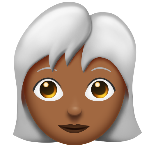 Woman: Medium-Dark Skin Tone, White Hair, the design in this release