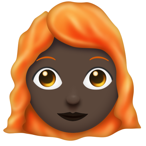 Woman: Dark Skin Tone, Red Hair, the design in this release
