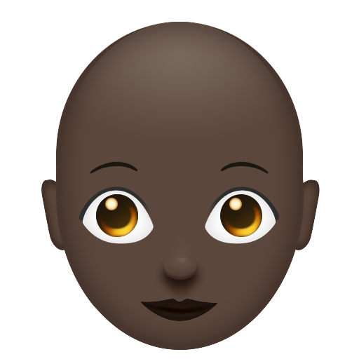 Woman: Dark Skin Tone, Bald, the design in this release