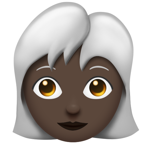 Woman: Dark Skin Tone, White Hair, the design in this release