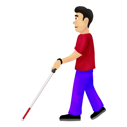 Man with White Cane: Light Skin Tone, the design in this release