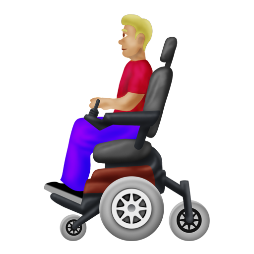 Man in Motorized Wheelchair: Medium-Light Skin Tone, the design in this release