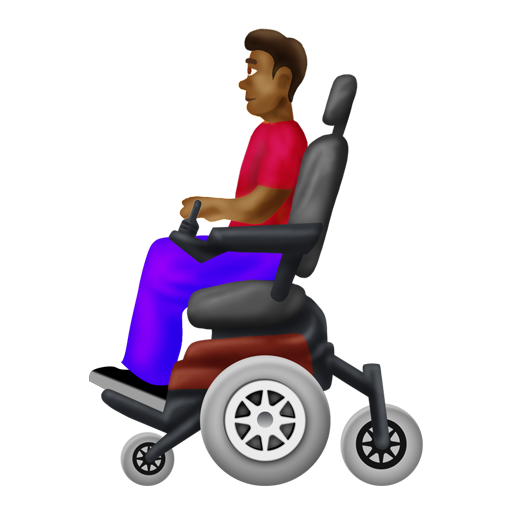 Man in Motorized Wheelchair: Medium-Dark Skin Tone, the design in this release