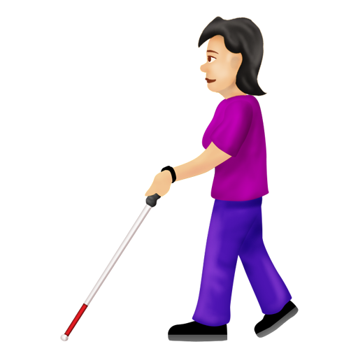 Woman with White Cane: Light Skin Tone, the design in this release