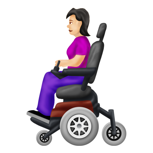 Woman in Motorized Wheelchair: Light Skin Tone, the design in this release