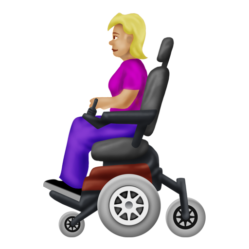 Woman in Motorized Wheelchair: Medium-Light Skin Tone, the design in this release