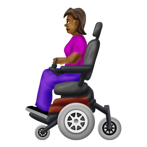 Woman in Motorized Wheelchair: Medium-Dark Skin Tone, the design in this release