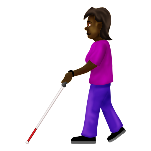 Woman with White Cane: Dark Skin Tone, the design in this release