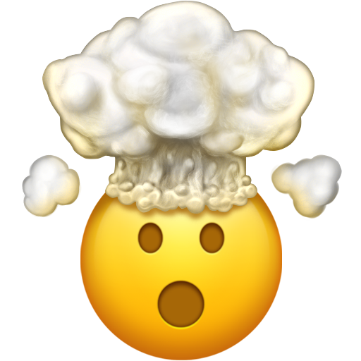 exploding head as rendered by Emojipedia