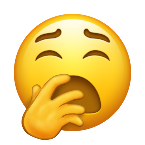 Yawning Face as drawn by Emojipedia in 12.0