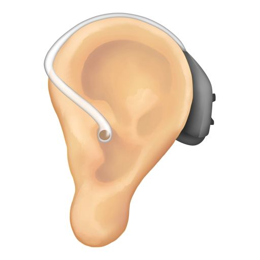 Ear with Hearing Aid: Light Skin Tone, the design in this release