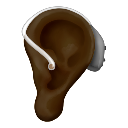 Ear with Hearing Aid: Dark Skin Tone, the design in this release
