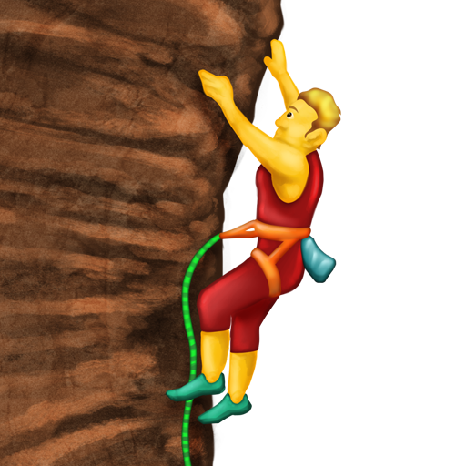 man climbing as rendered by Emojipedia