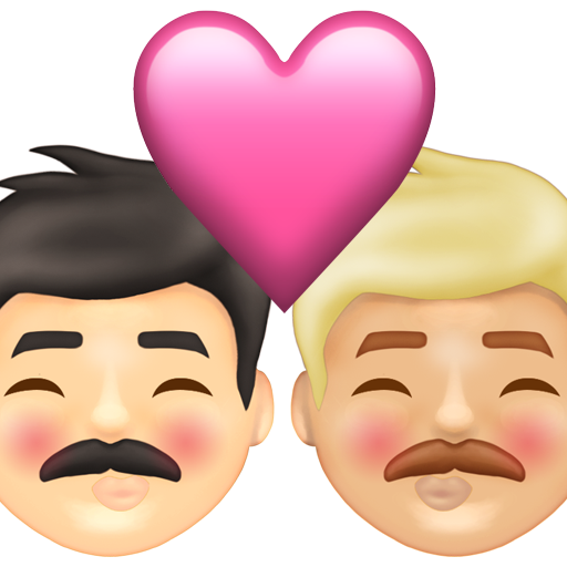 Kiss: Man, Man, Light Skin Tone, Medium-Light Skin Tone, the design in this release