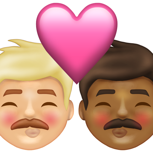 Kiss: Man, Man, Medium-Light Skin Tone, Medium-Dark Skin Tone, the design in this release