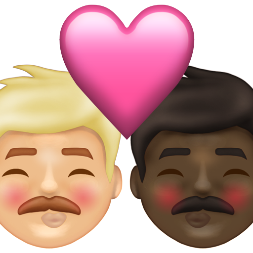 Kiss: Man, Man, Medium-Light Skin Tone, Dark Skin Tone, the design in this release