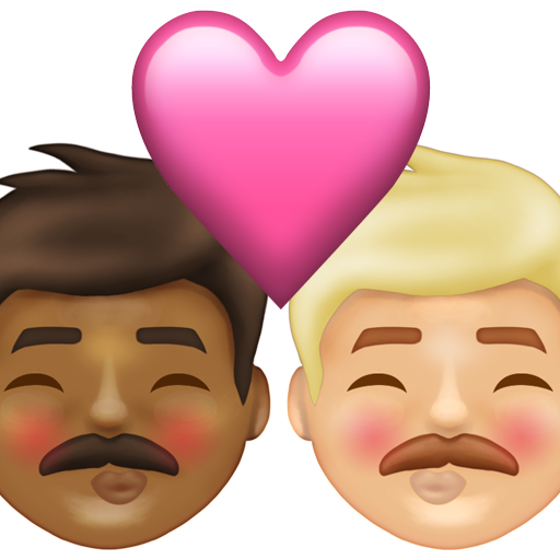 Kiss: Man, Man, Medium-Dark Skin Tone, Medium-Light Skin Tone, the design in this release