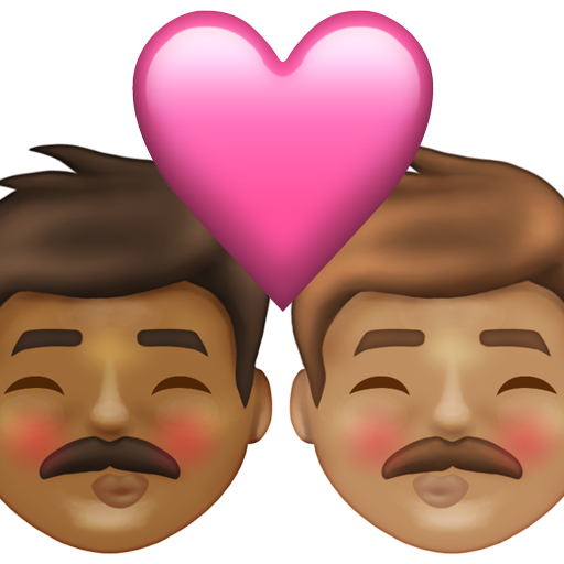 Kiss: Man, Man, Medium-Dark Skin Tone, Medium Skin Tone, the design in this release