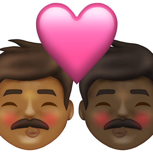 Kiss: Man, Man, Medium-Dark Skin Tone, Dark Skin Tone, the design in this release