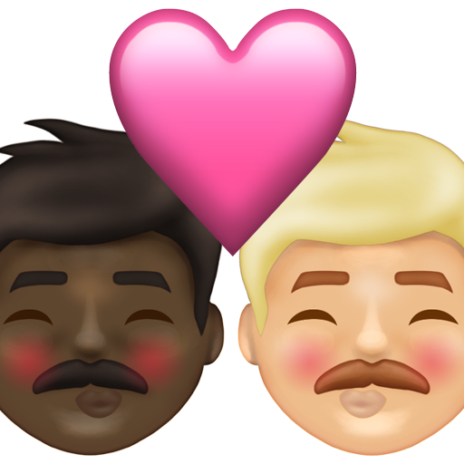 Kiss: Man, Man, Dark Skin Tone, Medium-Light Skin Tone, the design in this release