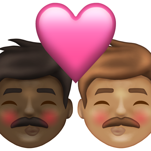Kiss: Man, Man, Dark Skin Tone, Medium Skin Tone, the design in this release
