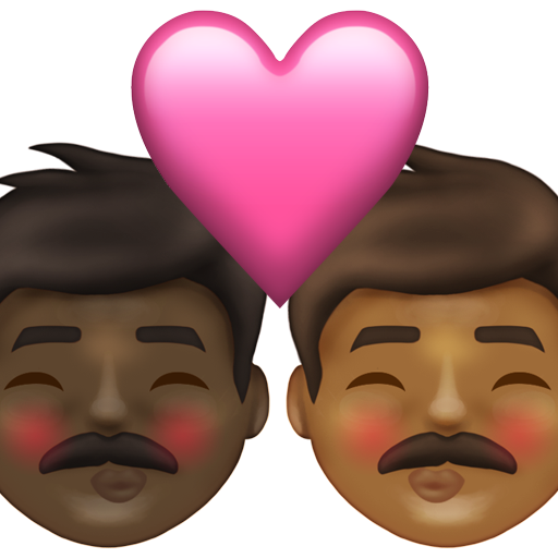 Kiss: Man, Man, Dark Skin Tone, Medium-Dark Skin Tone, the design in this release