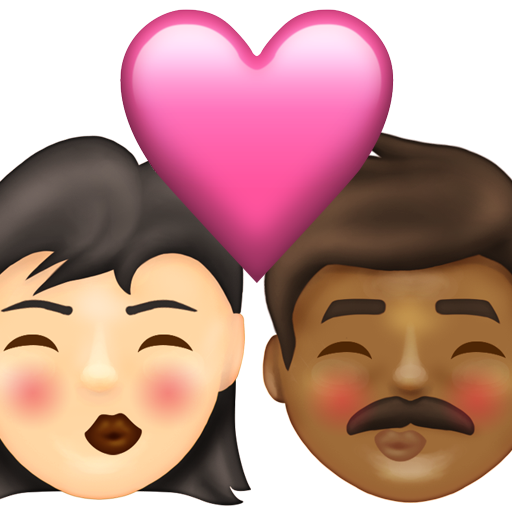 Kiss: Woman, Man, Light Skin Tone, Medium-Dark Skin Tone, the design in this release