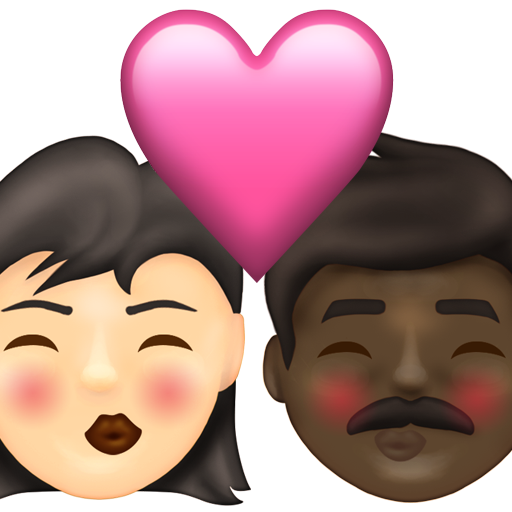 Kiss: Woman, Man, Light Skin Tone, Dark Skin Tone, the design in this release