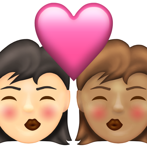 Kiss: Woman, Woman, Light Skin Tone, Medium Skin Tone, the design in this release