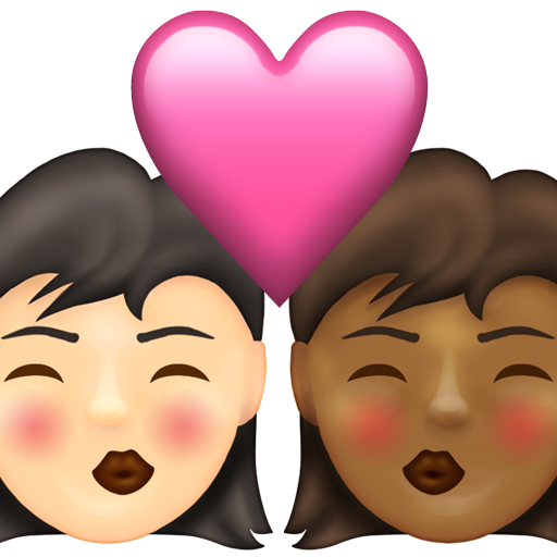 Kiss: Woman, Woman, Light Skin Tone, Medium-Dark Skin Tone, the design in this release