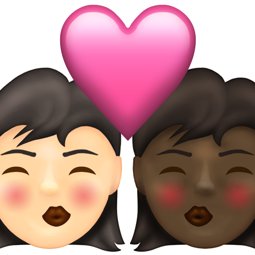 Kiss: Woman, Woman, Light Skin Tone, Dark Skin Tone, the design in this release