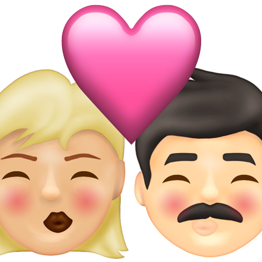 Kiss: Woman, Man, Medium-Light Skin Tone, Light Skin Tone, the design in this release