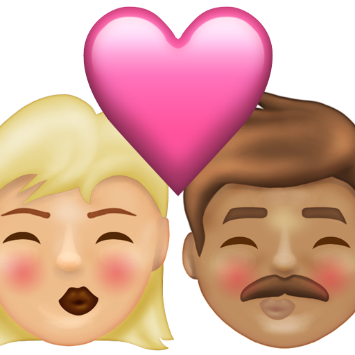 Kiss: Woman, Man, Medium-Light Skin Tone, Medium Skin Tone, the design in this release