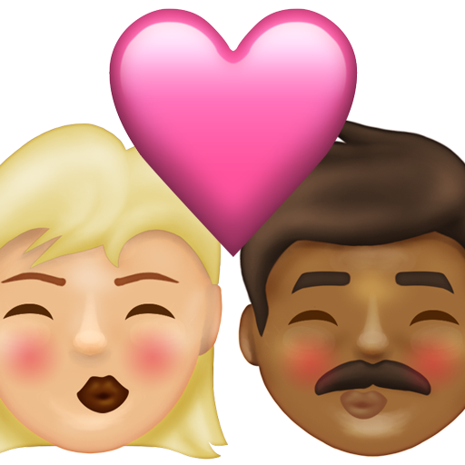 Kiss: Woman, Man, Medium-Light Skin Tone, Medium-Dark Skin Tone, the design in this release