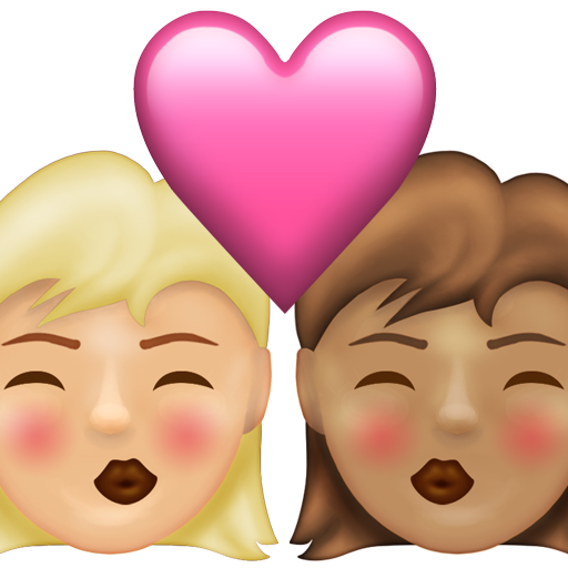 Kiss: Woman, Woman, Medium-Light Skin Tone, Medium Skin Tone, the design in this release