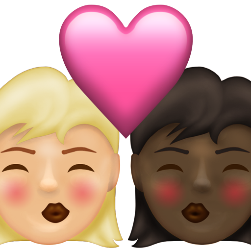 Kiss: Woman, Woman, Medium-Light Skin Tone, Dark Skin Tone, the design in this release