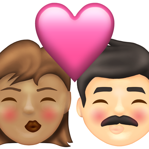 Kiss: Woman, Man, Medium Skin Tone, Light Skin Tone, the design in this release