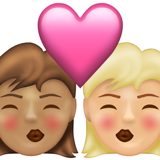 Kiss: Woman, Woman, Medium Skin Tone, Medium-Light Skin Tone, the design in this release