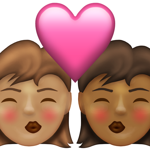 Kiss: Woman, Woman, Medium Skin Tone, Medium-Dark Skin Tone, the design in this release